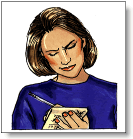 Image of a woman making notes